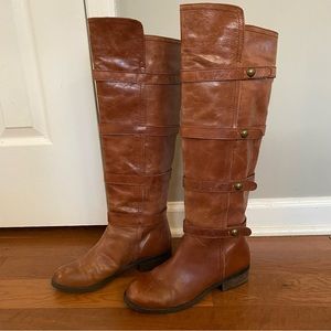 BCBG Gengeration Greece Leather Tall Brown Pull On Boots Size 6 W/ 36